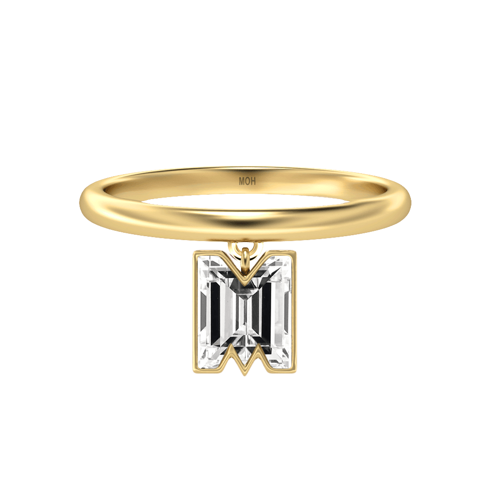 M Letter Alphabet Drop Ring