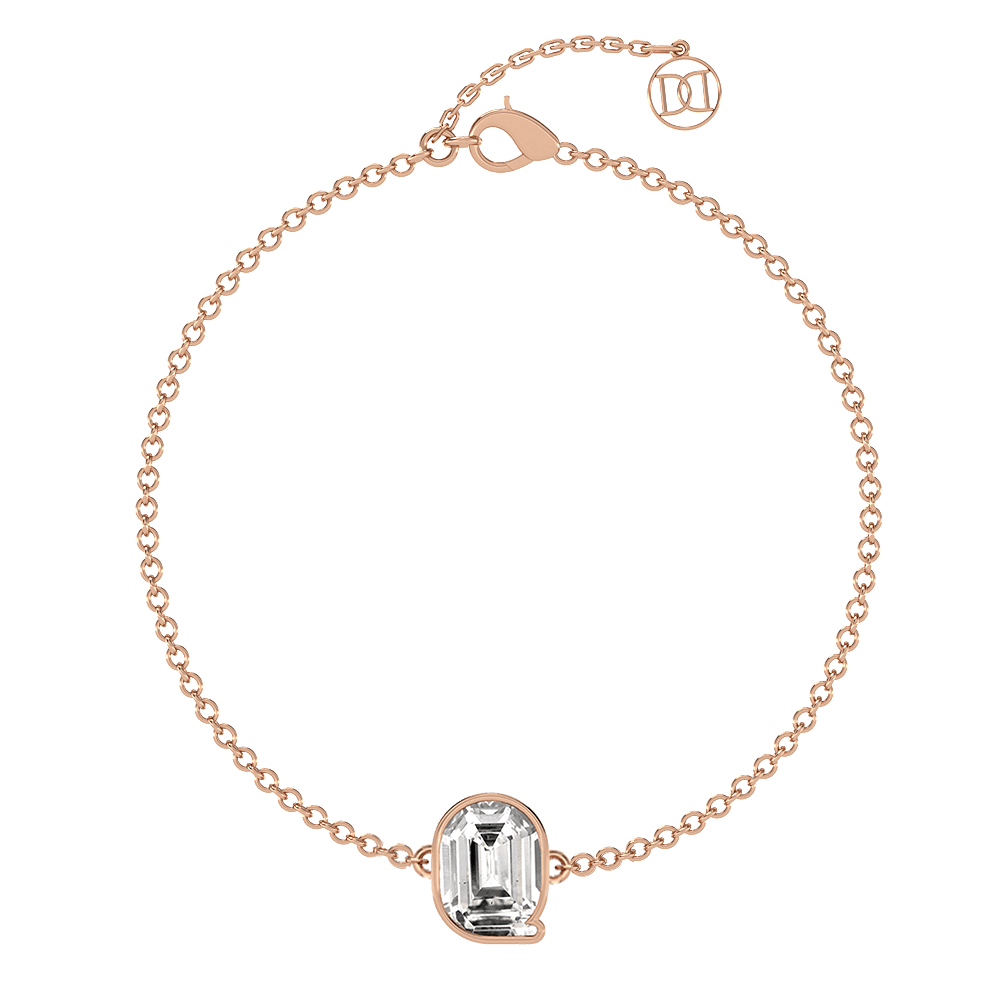 Q Letter Alphabet Bracelet in 18k Rose Gold — view 4