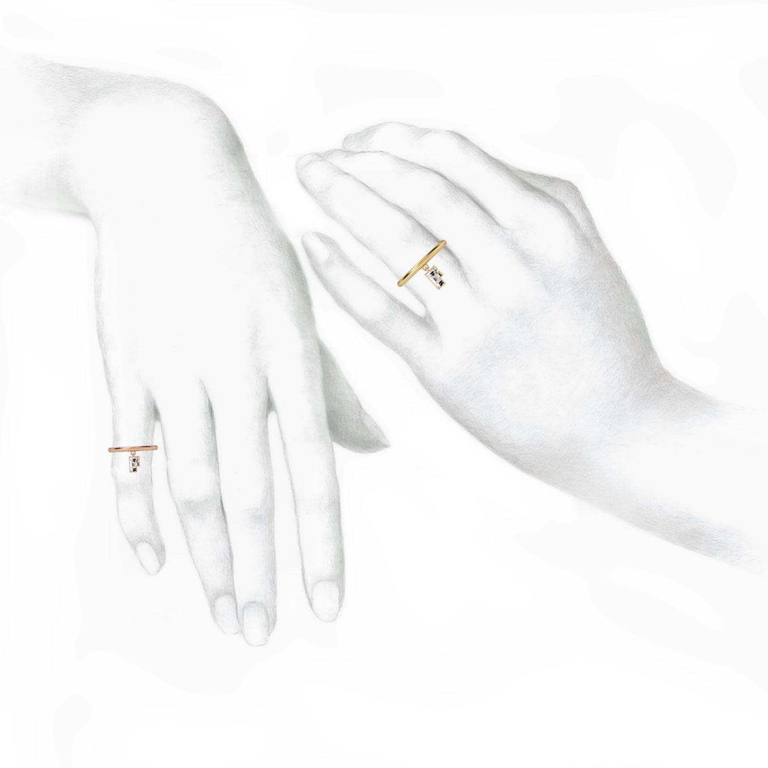 F Letter Alphabet Drop Ring in 18k Yellow Gold — view 3