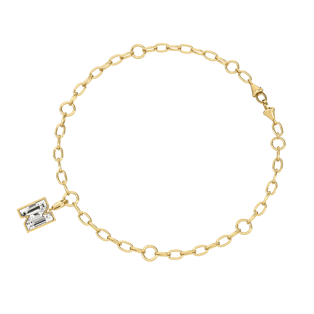 N Letter Alphabet Charm in 18k Yellow Gold — view 3