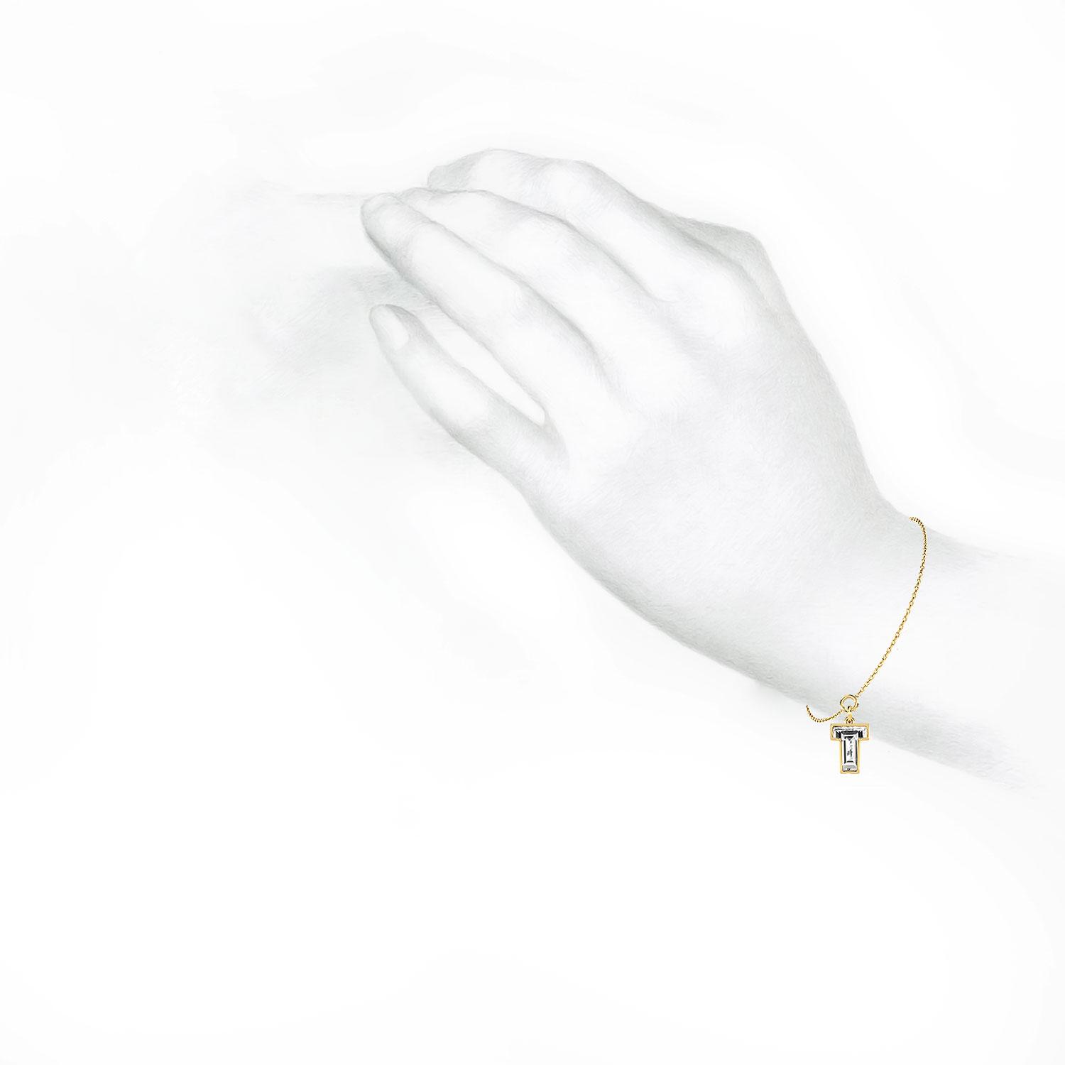 T Letter Alphabet Charm in 18k Yellow Gold — view 4