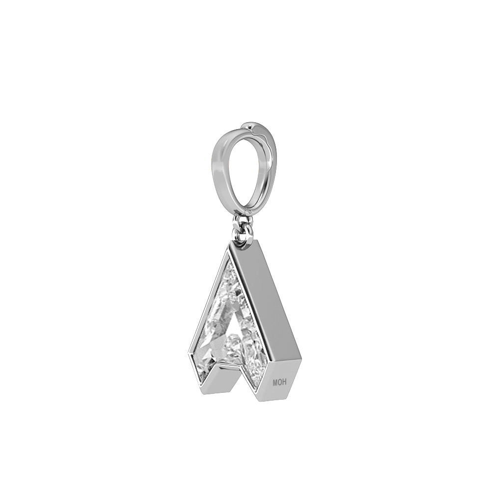 A Letter Alphabet Charm in 18k White Gold — view 2