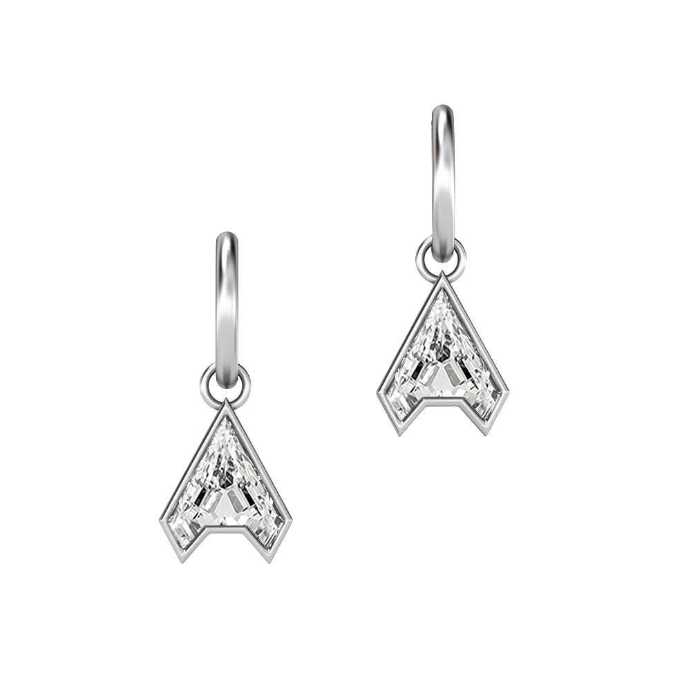 A Letter Alphabet Hoop Earrings in 18k White Gold