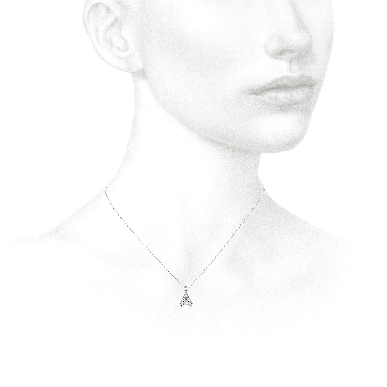 A Letter Alphabet Pendant in 18k White Gold — view 3