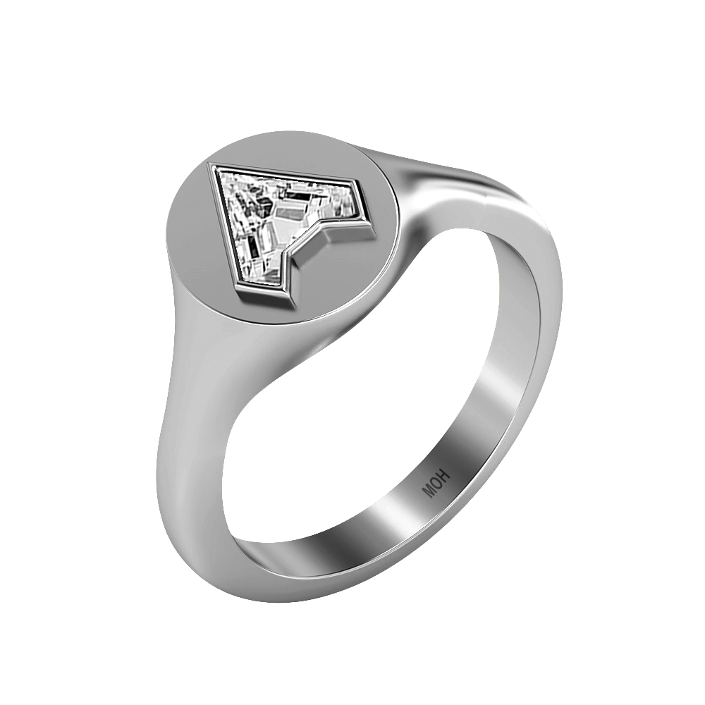 A Letter Alphabet Signet Ring in 18k White Gold — view 2