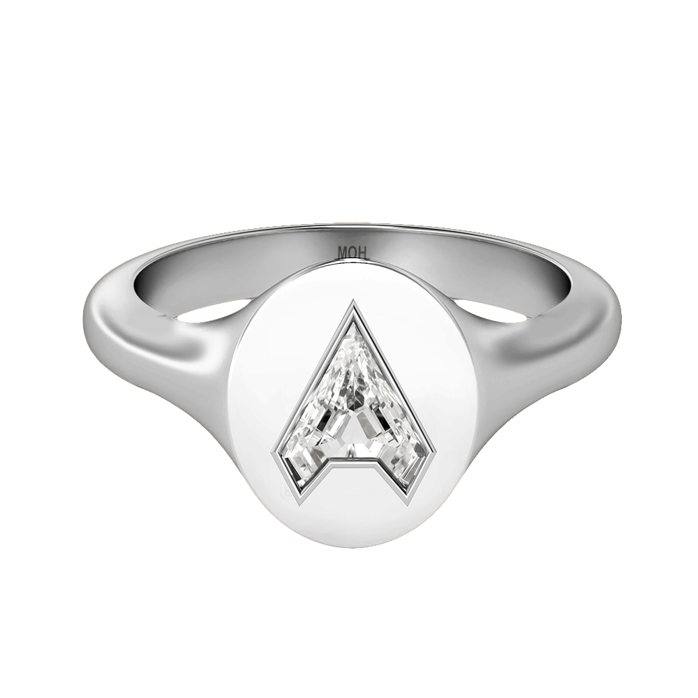 A Letter Alphabet Signet Ring in 18k White Gold