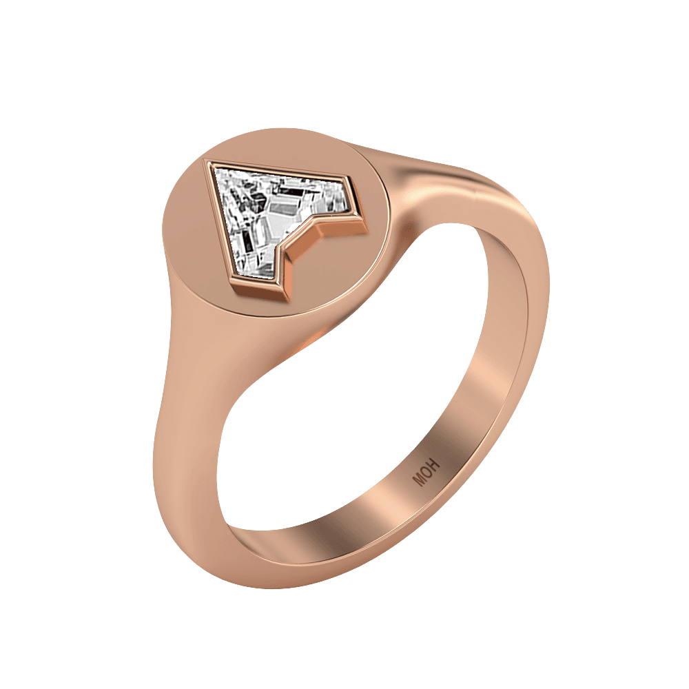 A Letter Alphabet Signet Ring in 18k Rose Gold — view 2