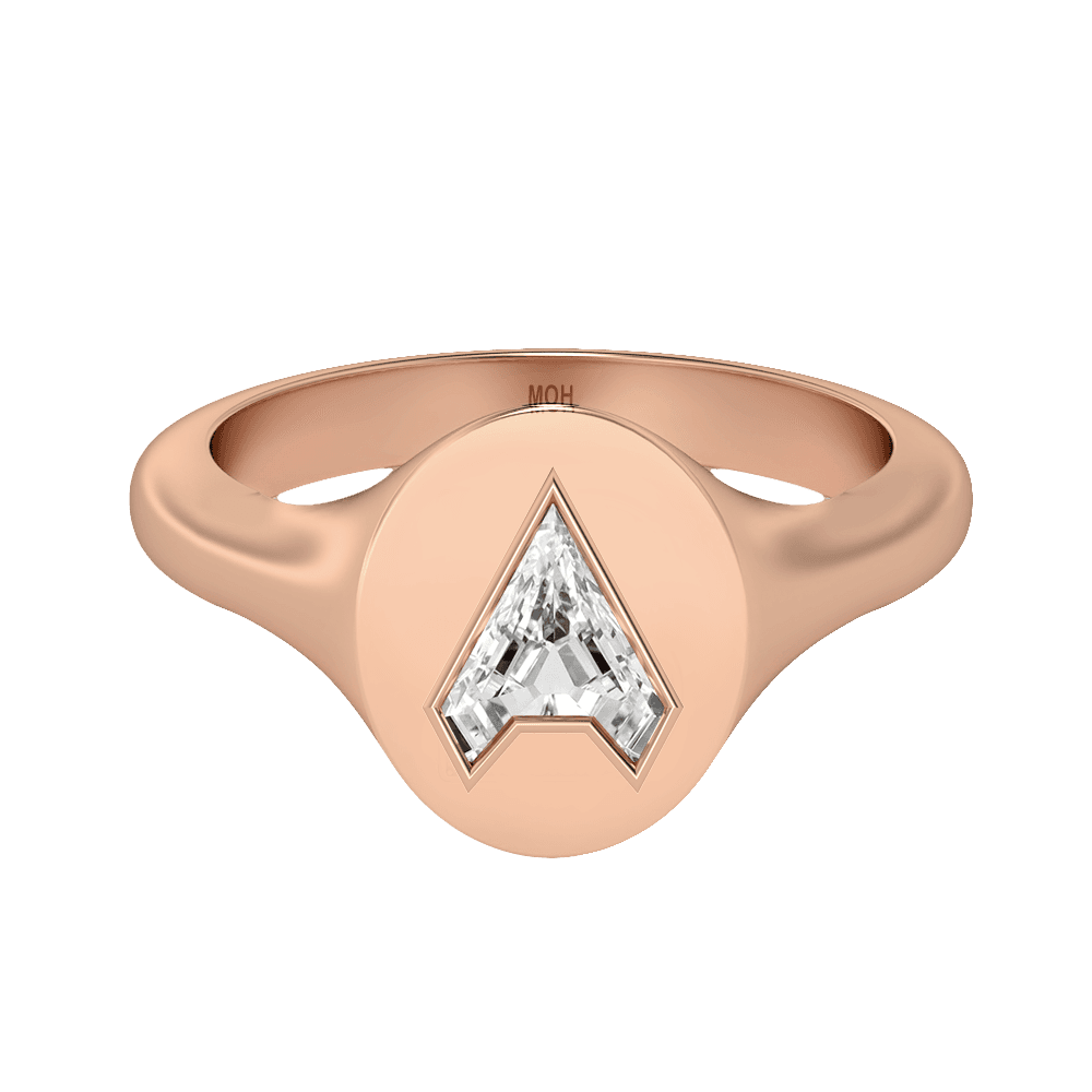 A Letter Alphabet Signet Ring in 18k Rose Gold