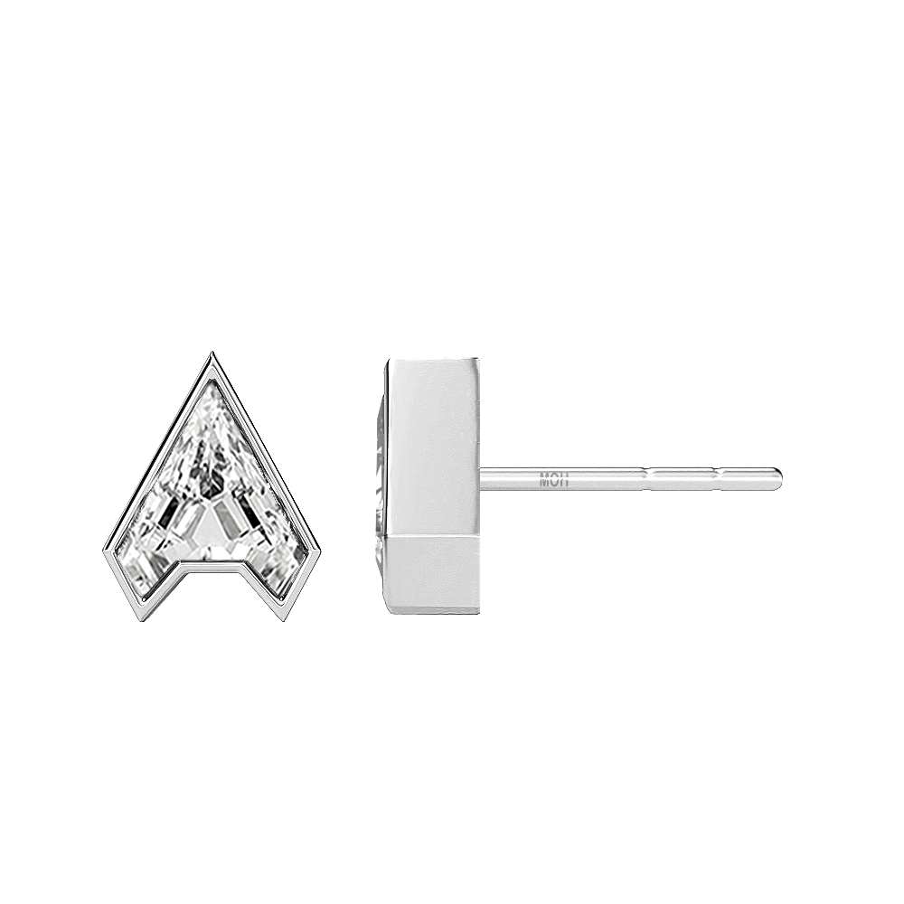 A Letter Alphabet Stud Earrings in 18k White Gold — view 2