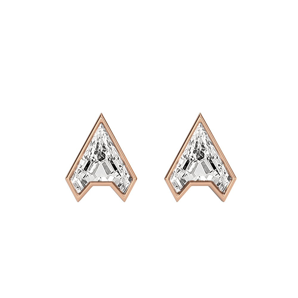 A Letter Alphabet Stud Earrings in 18k Rose Gold