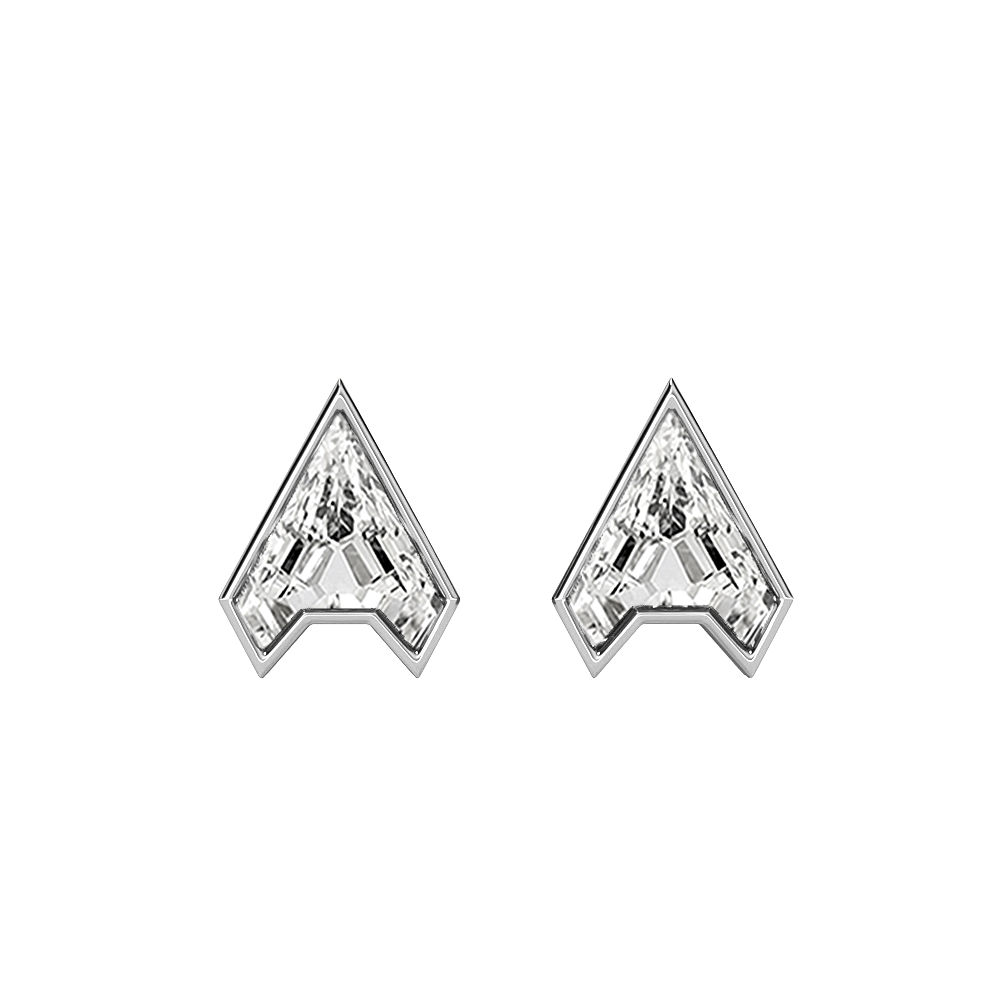 A Letter Alphabet Stud Earrings in 18k White Gold
