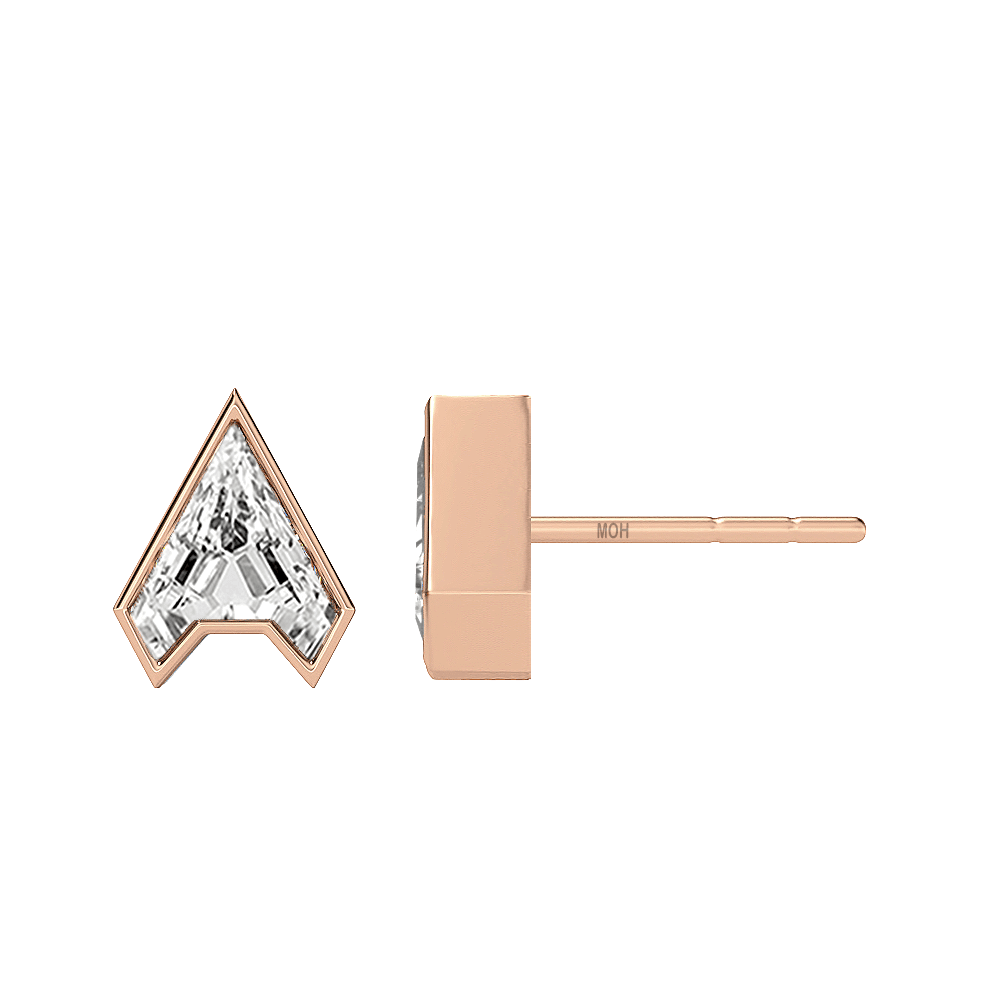 A Letter Alphabet Stud Earrings in 18k Rose Gold — view 2