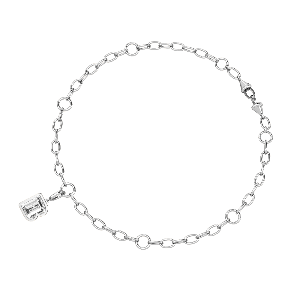 B Letter Alphabet Charm in 18k White Gold — view 3
