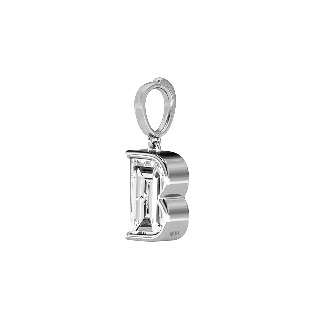 B Letter Alphabet Charm in 18k White Gold — view 2