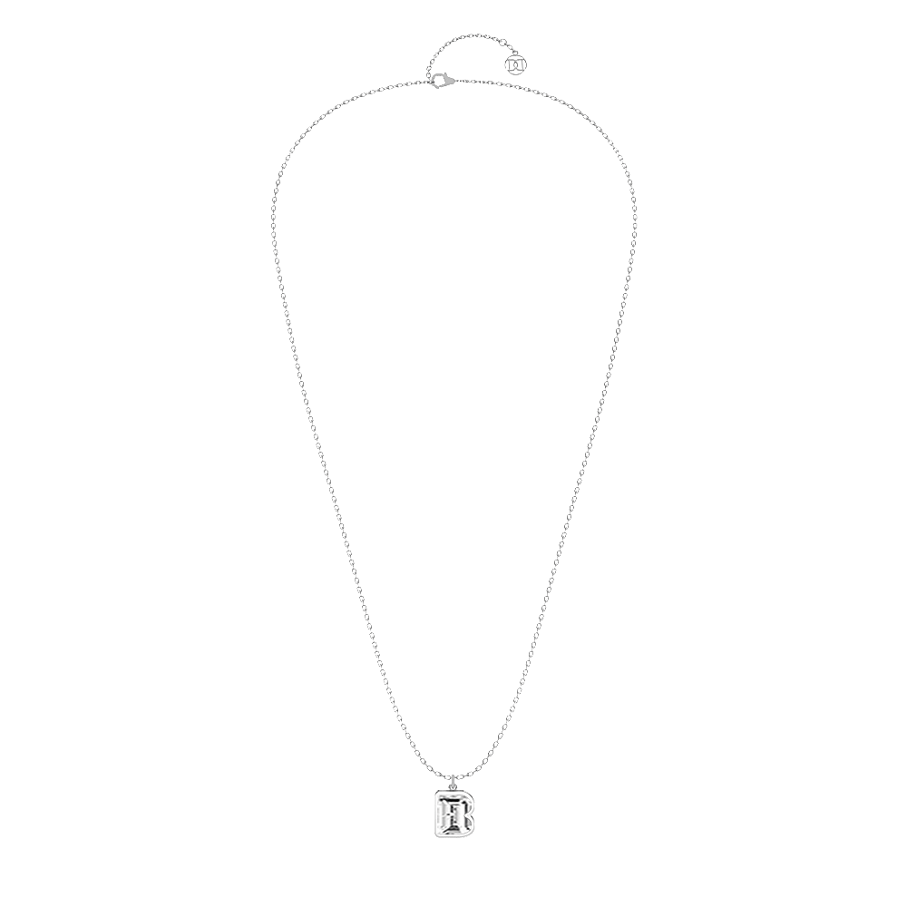 B Letter Alphabet Pendant in 18k White Gold — view 2