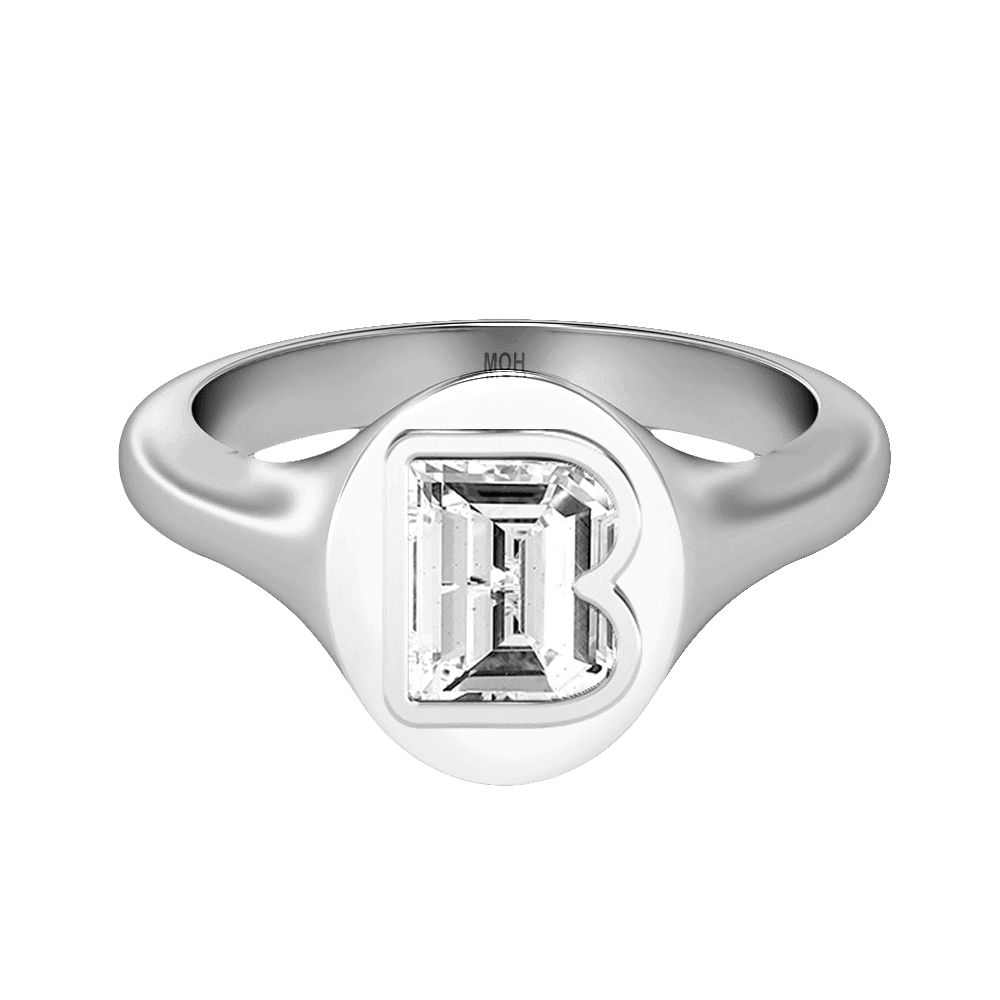 B Letter Alphabet Signet Ring