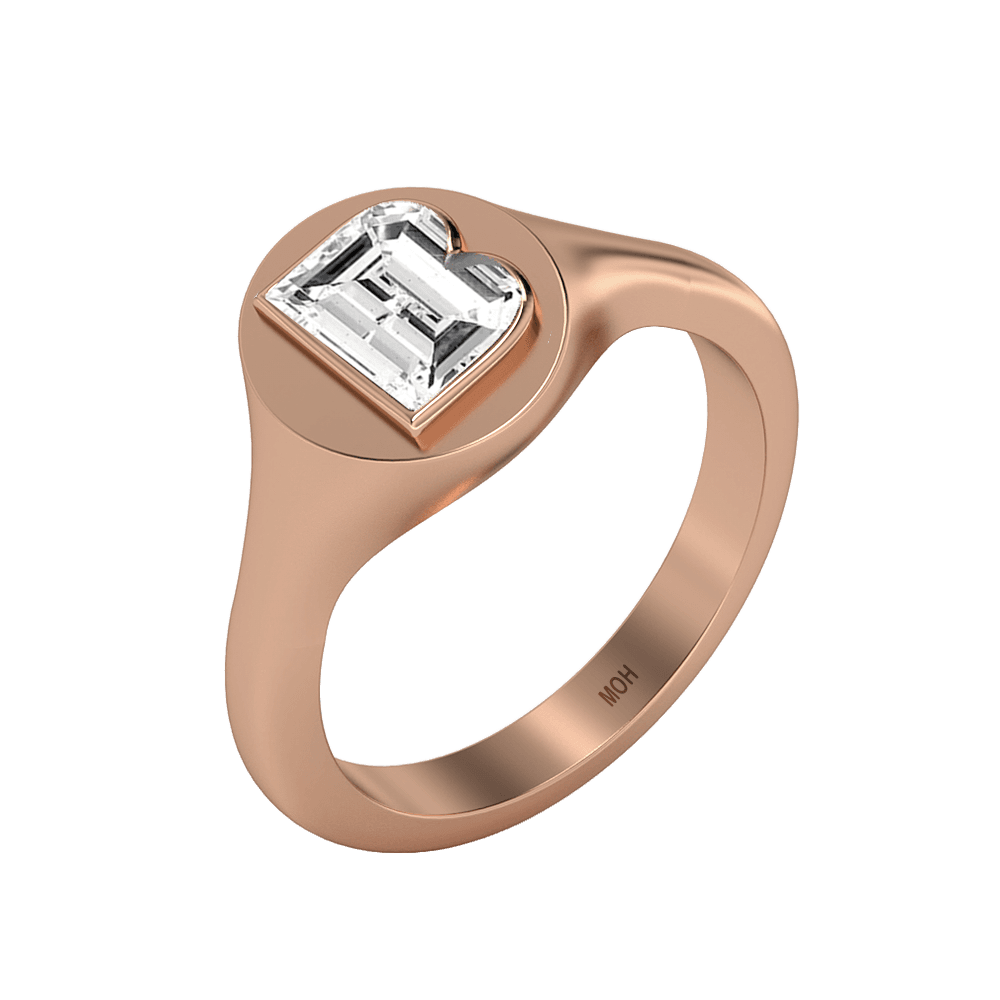 B Letter Alphabet Signet Ring in 18k Rose Gold — view 2
