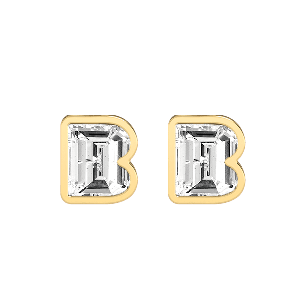 B Letter Alphabet Stud Earrings