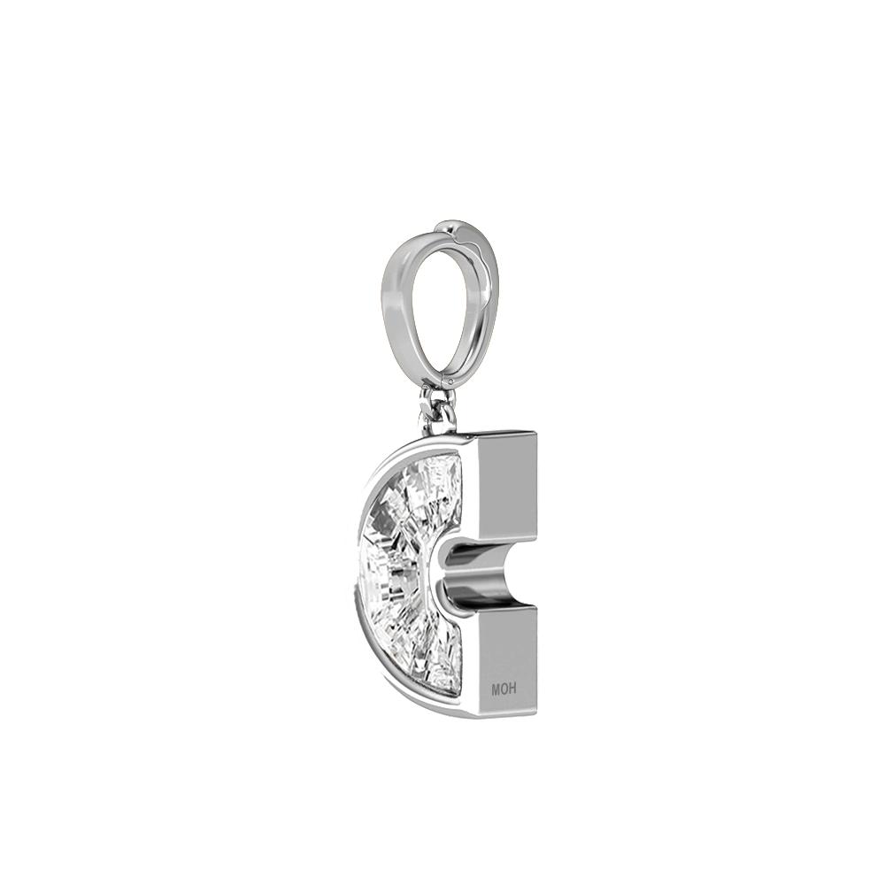 C Letter Alphabet Charm in 18k White Gold — view 2