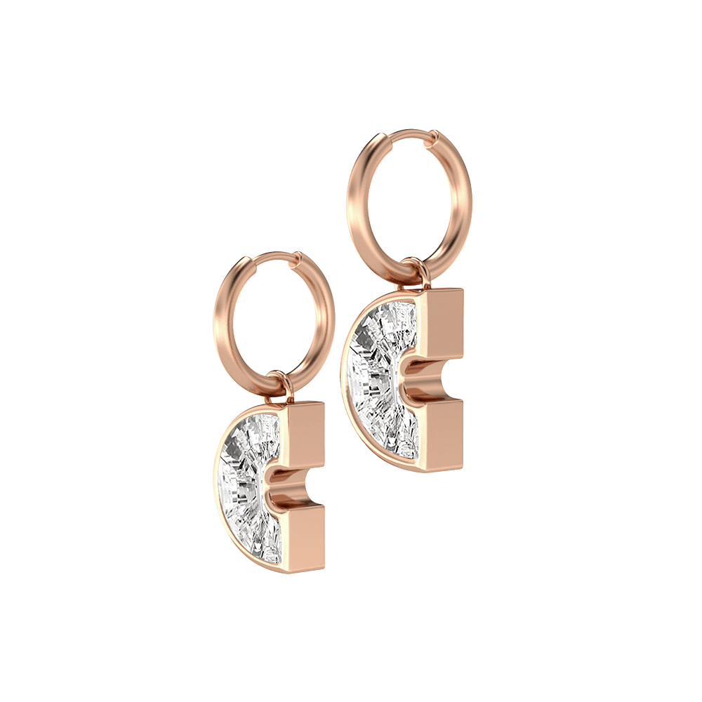 C Letter Alphabet Hoop Earrings in 18k Rose Gold — view 2