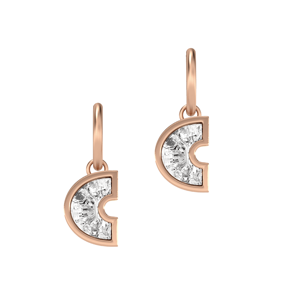 C Letter Alphabet Hoop Earrings in 18k Rose Gold