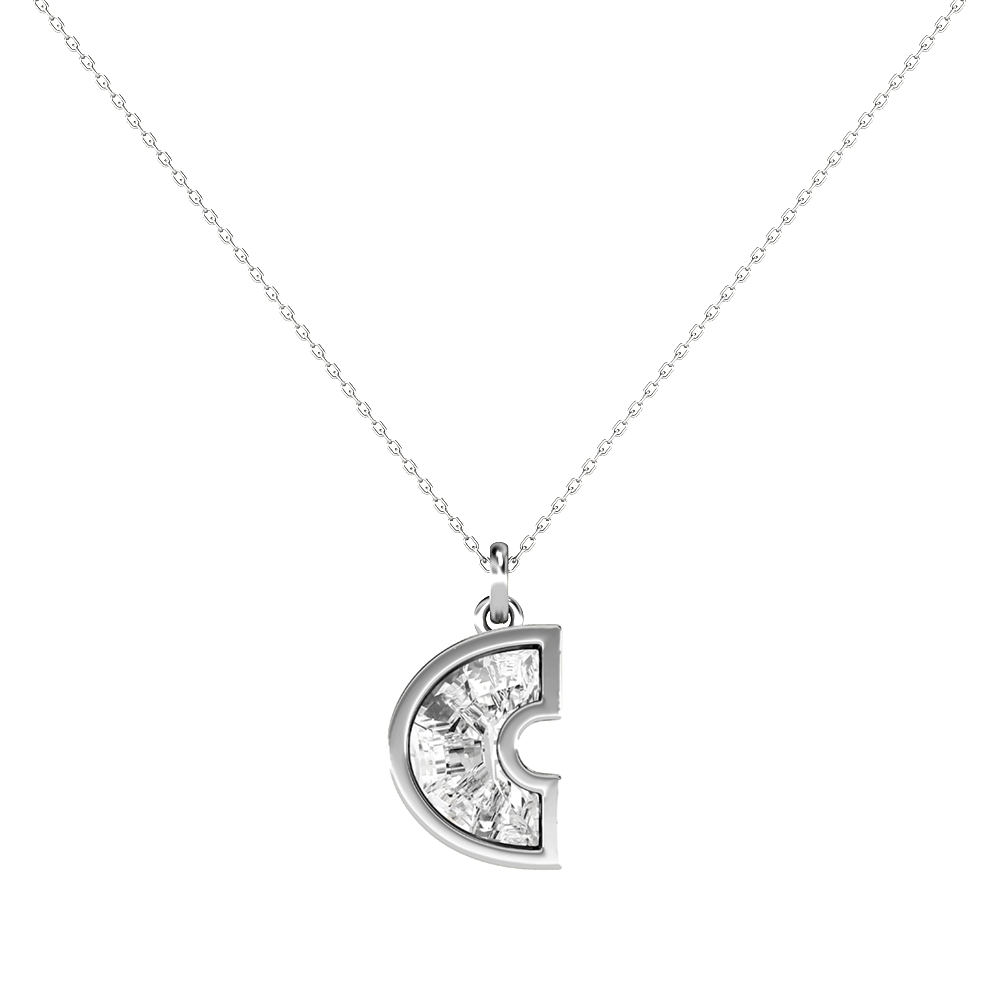 C Letter Alphabet Pendant in 18k White Gold