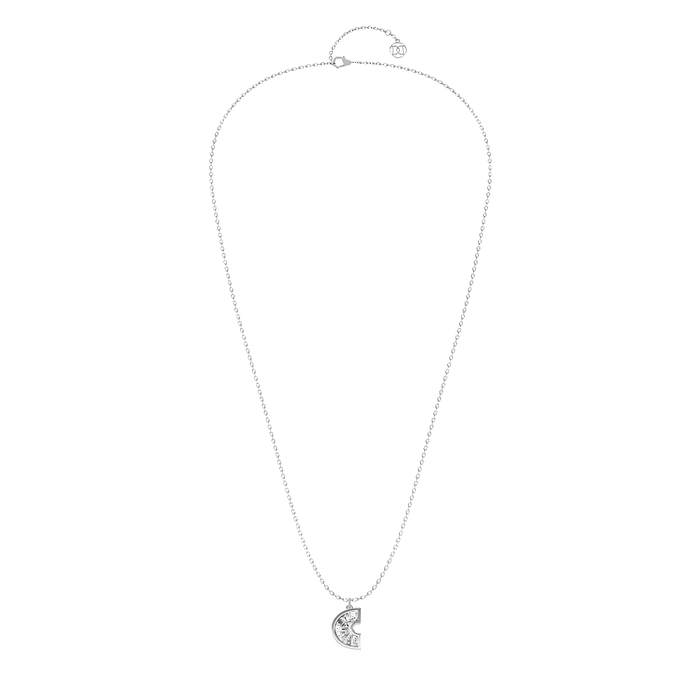 C Letter Alphabet Pendant in 18k White Gold — view 2