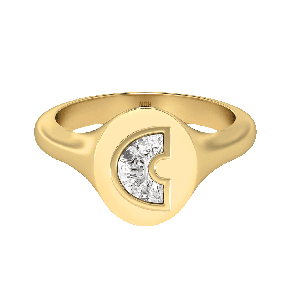C Letter Alphabet Signet Ring