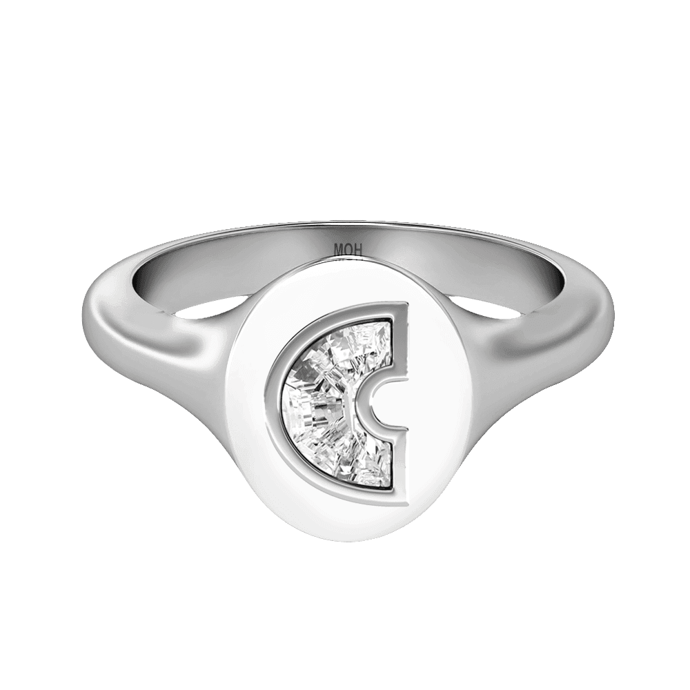 C Letter Alphabet Signet Ring
