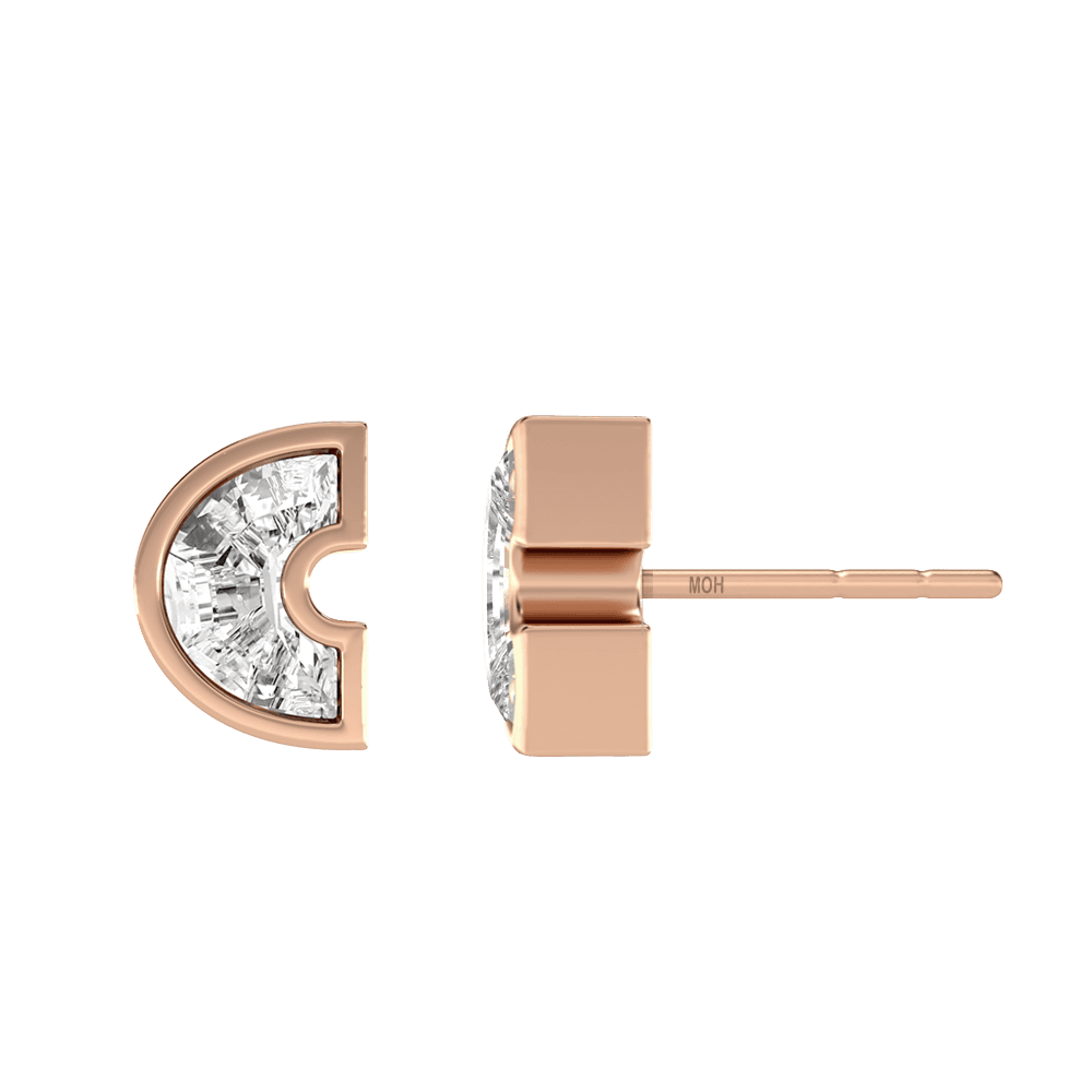 C Letter Alphabet Stud Earrings in 18k Rose Gold — view 2