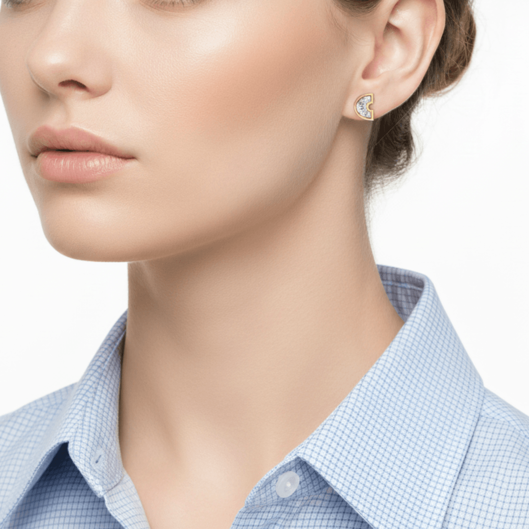 C Letter Alphabet Stud Earrings — view 2