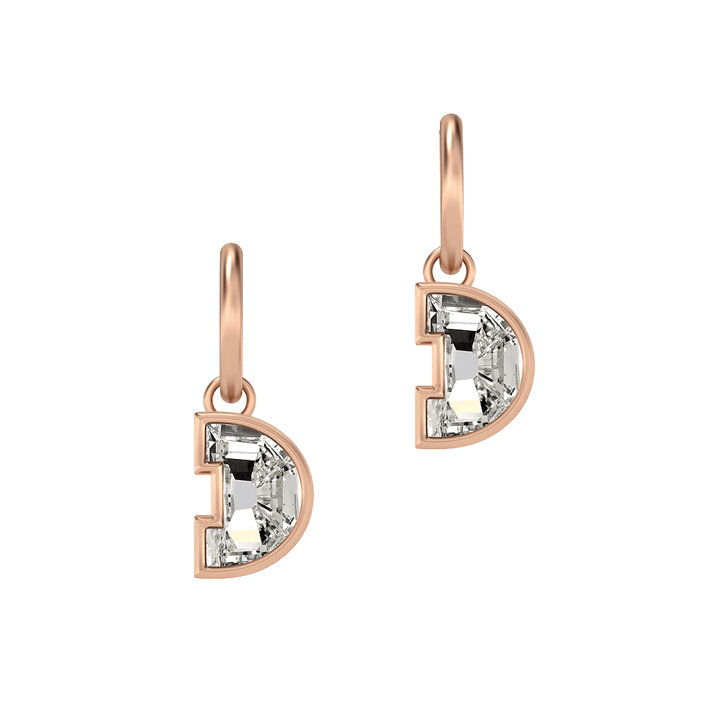 D Letter Alphabet Hoop Earrings in 18k Rose Gold