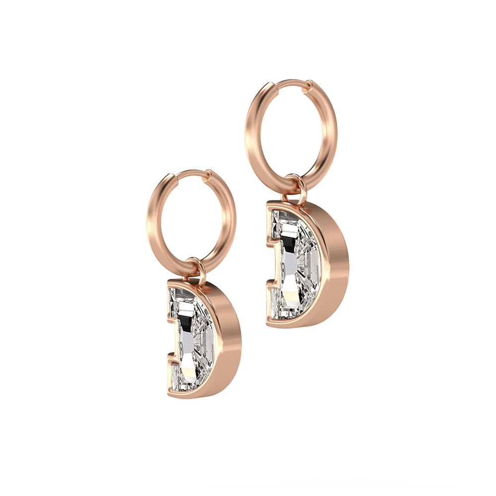 D Letter Alphabet Hoop Earrings in 18k Rose Gold — view 2