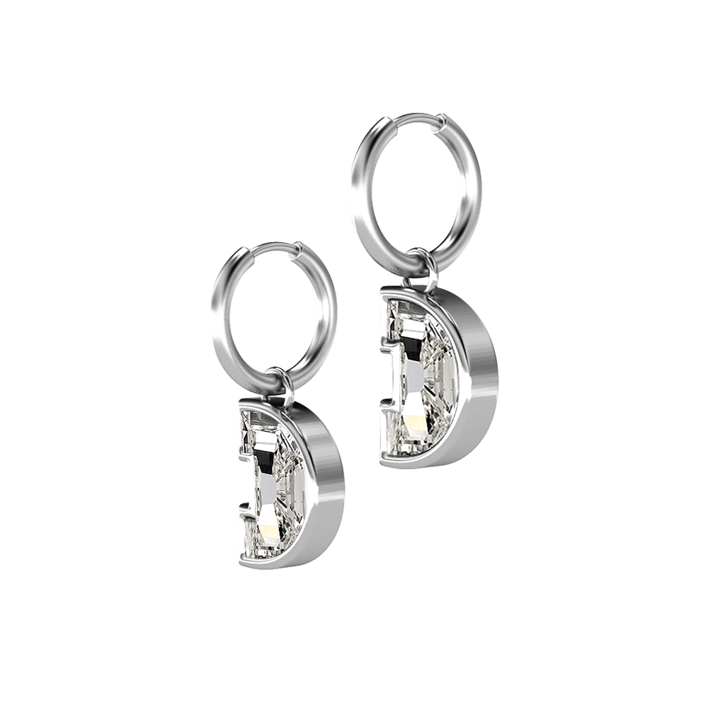D Letter Alphabet Hoop Earrings in 18k White Gold — view 2