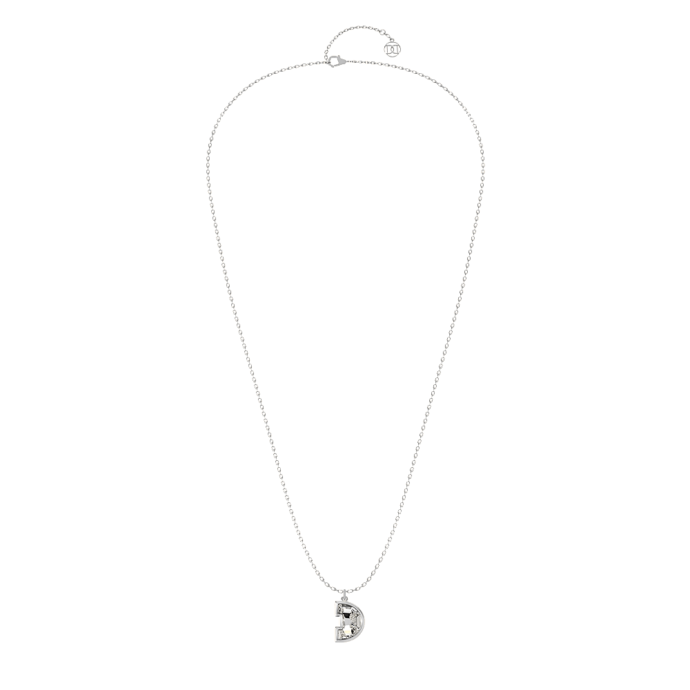 D Letter Alphabet Pendant in 18k White Gold — view 2