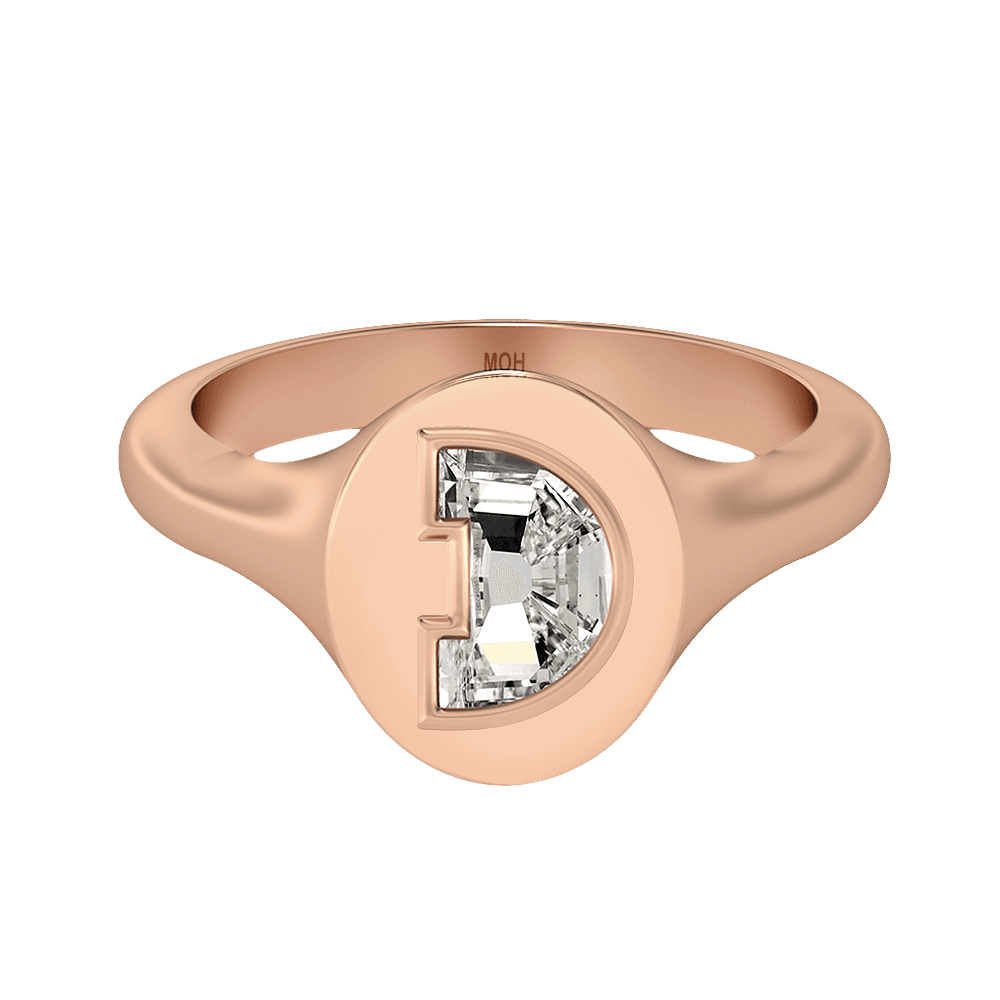 D Letter Alphabet Signet Ring in 18k Rose Gold