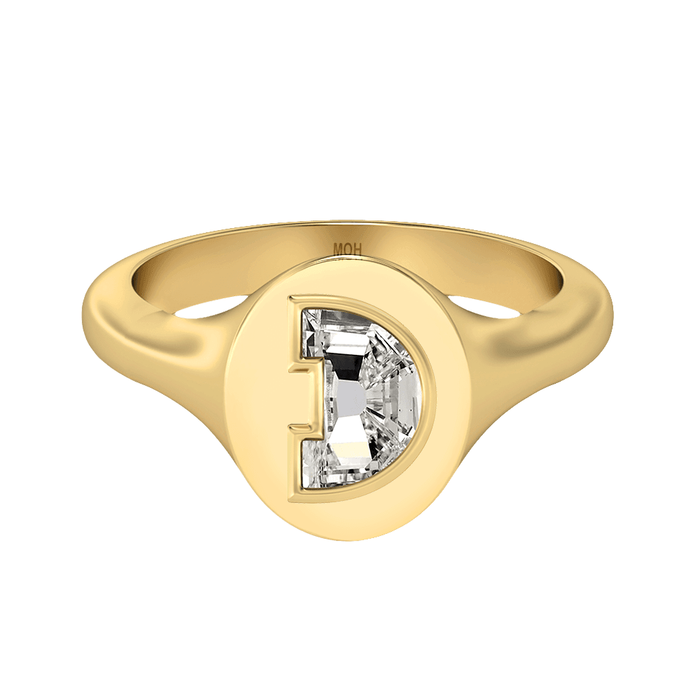 D Letter Alphabet Signet Ring