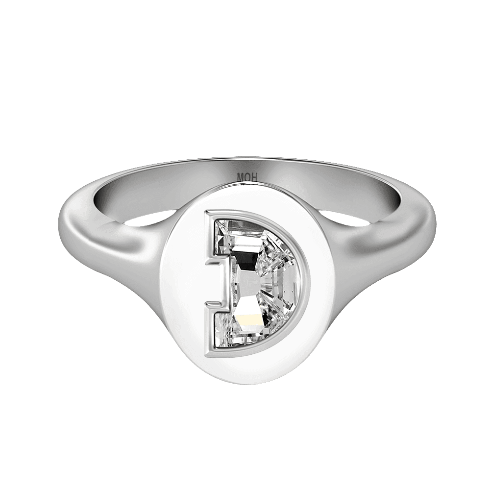 D Letter Alphabet Signet Ring