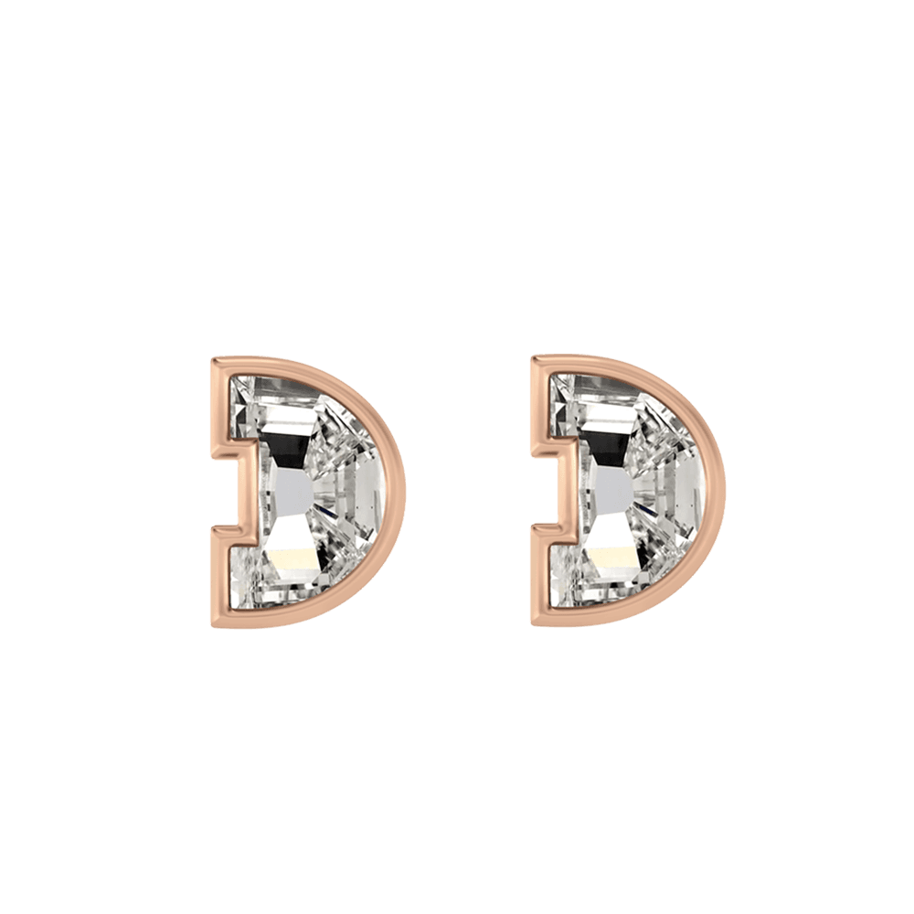 D Letter Alphabet Stud Earrings in 18k Rose Gold