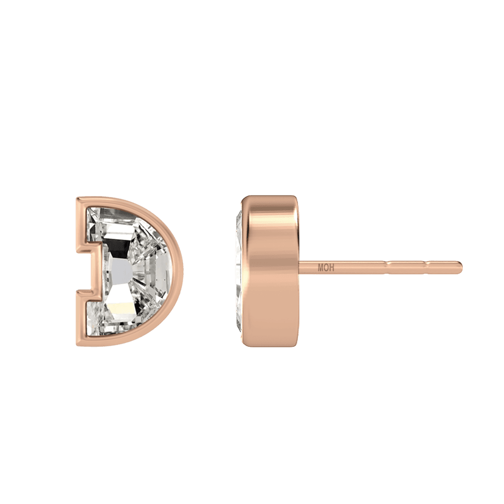 D Letter Alphabet Stud Earrings in 18k Rose Gold — view 2