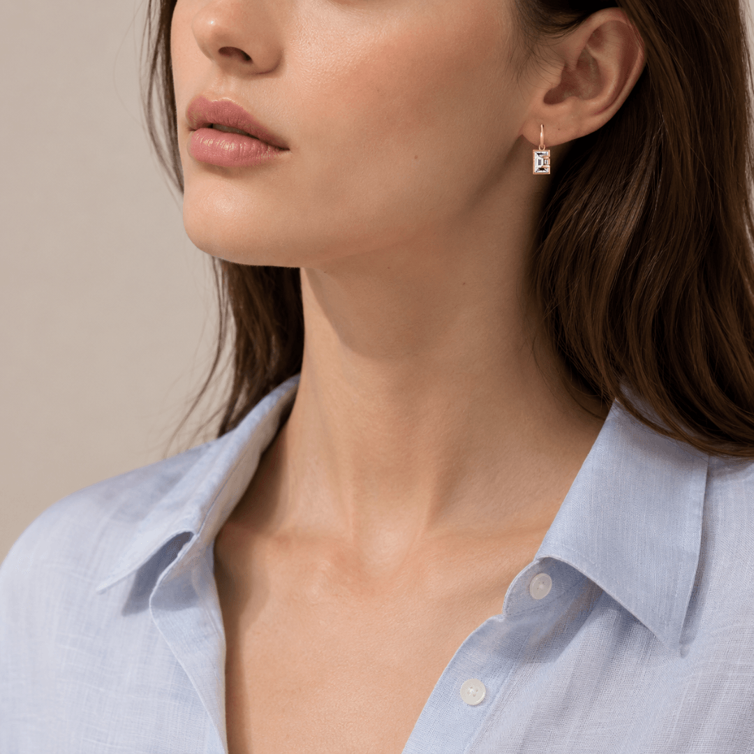 E Letter Alphabet Hoop Earrings — view 2