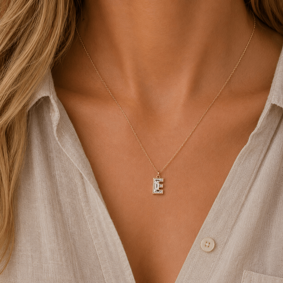 E Letter Alphabet Pendant — view 2