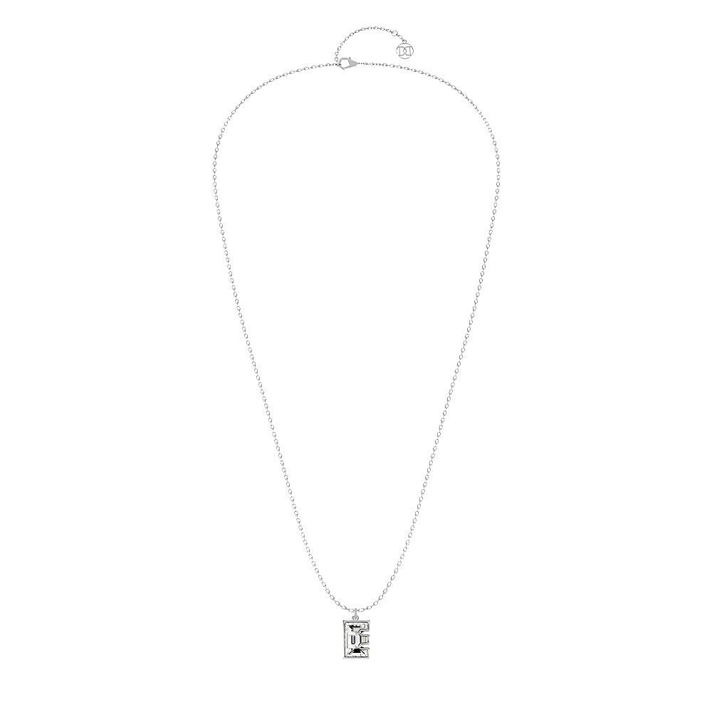 E Letter Alphabet Pendant in 18k White Gold — view 2