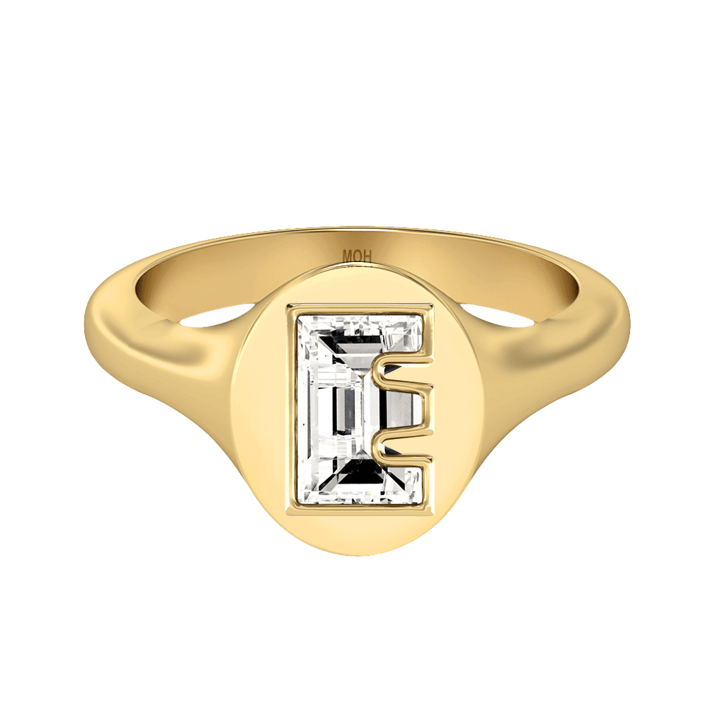 E Letter Alphabet Signet Ring