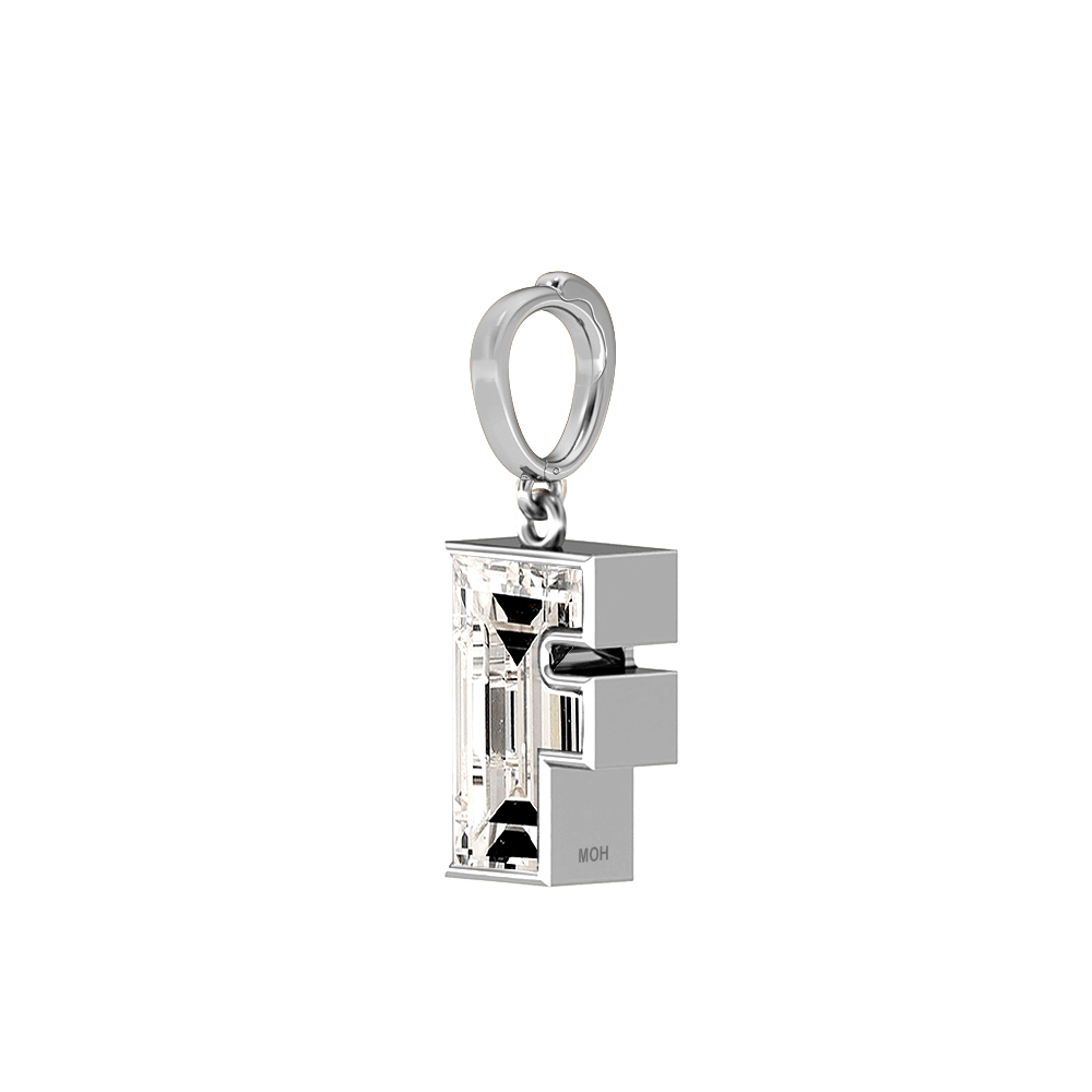 F Letter Alphabet Charm in 18k White Gold — view 2