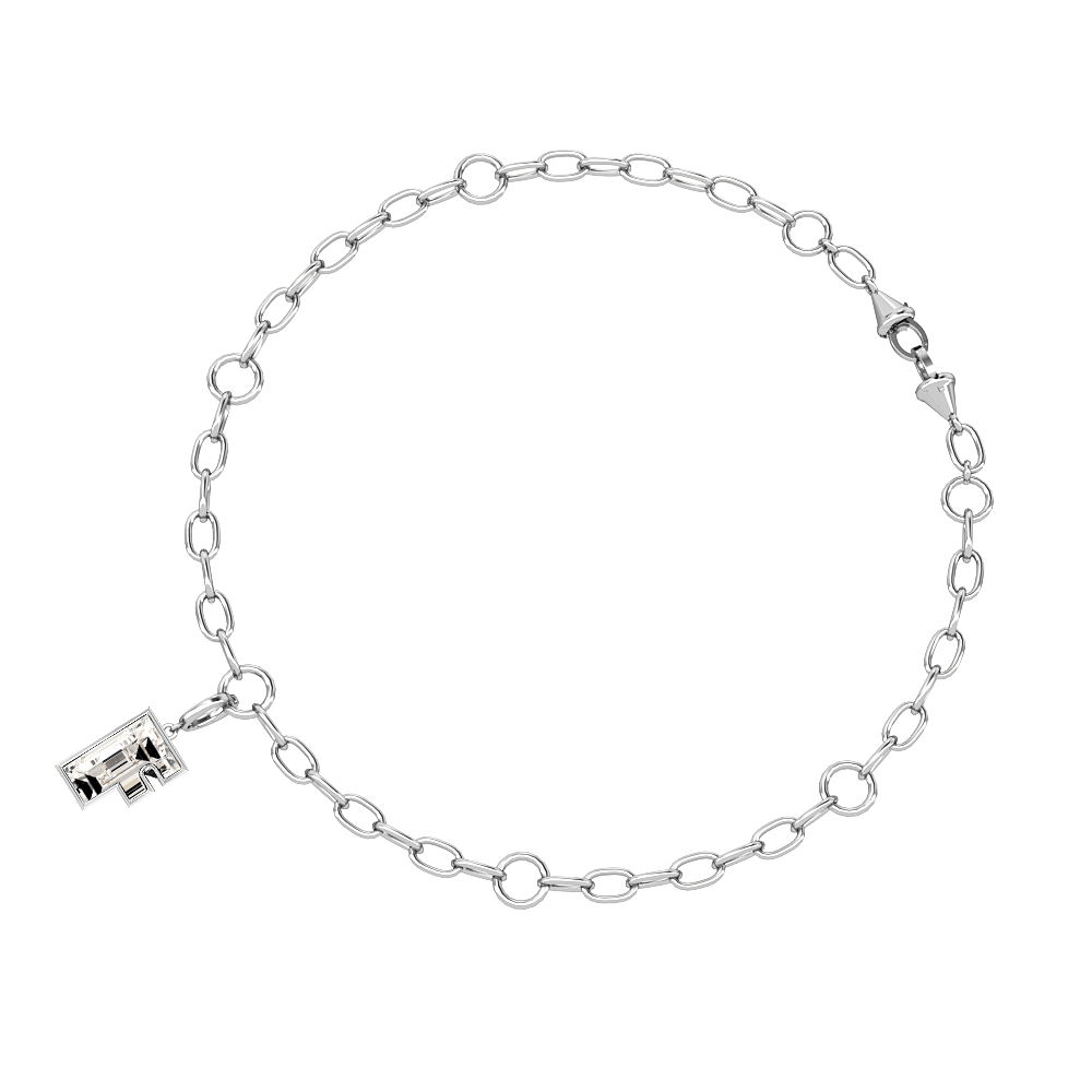 F Letter Alphabet Charm in 18k White Gold — view 3