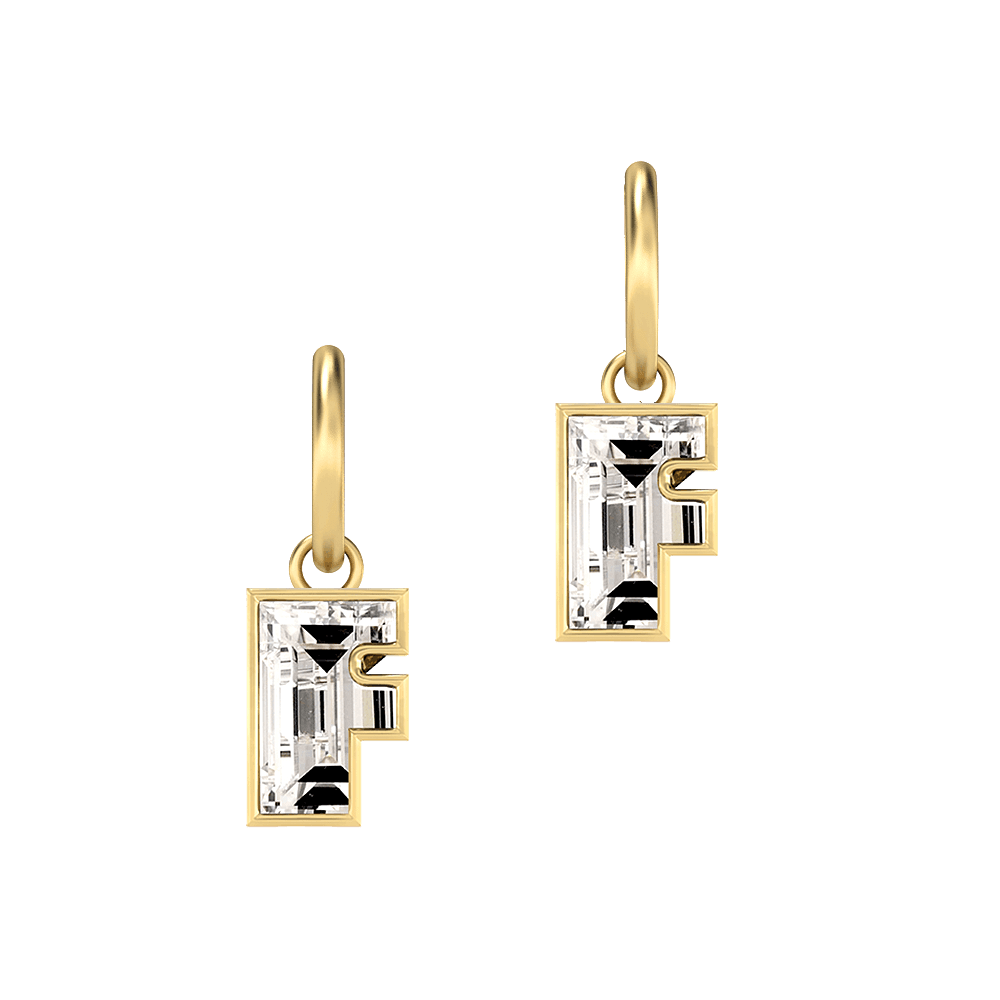 F Letter Alphabet Hoop Earrings