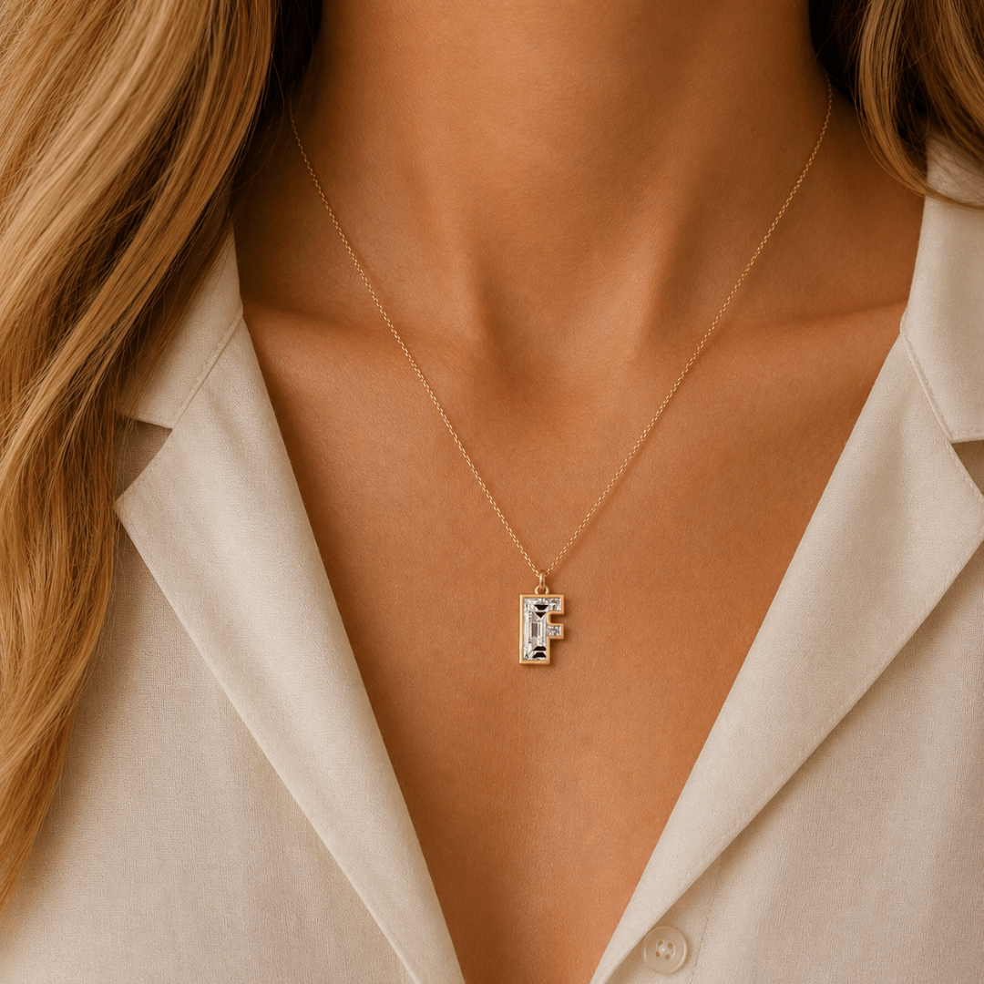 F Letter Alphabet Pendant — view 2