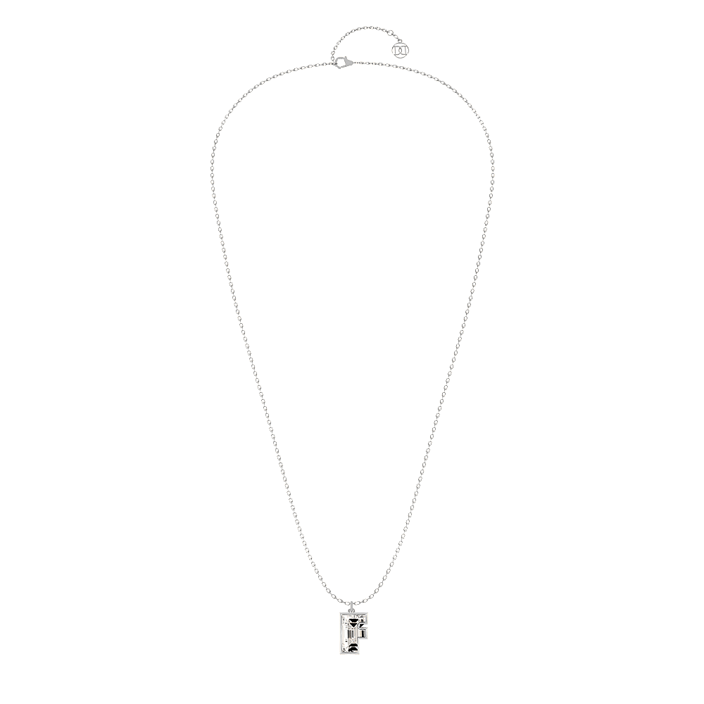 F Letter Alphabet Pendant in 18k White Gold — view 2