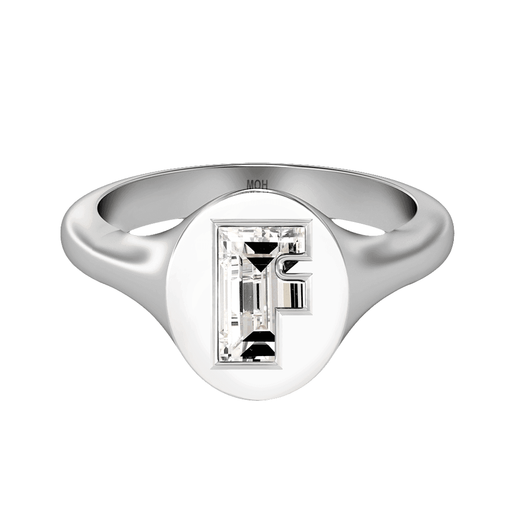 F Letter Alphabet Signet Ring